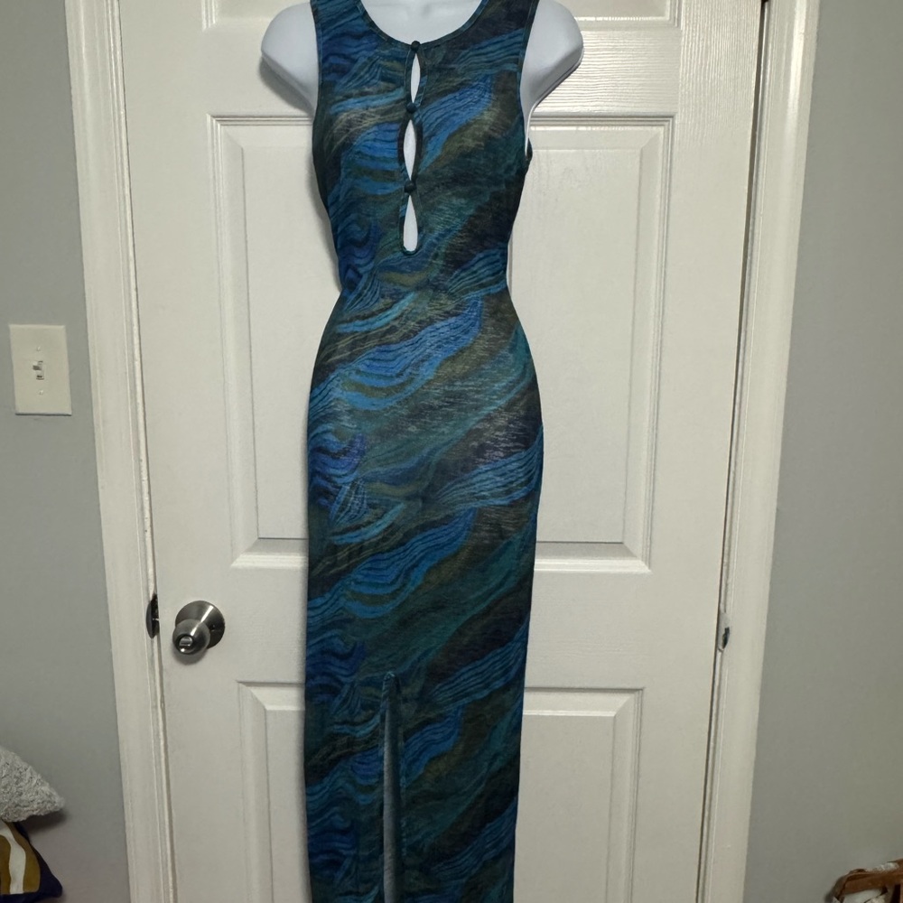 Ocean Wave Patterned Swim Coverup